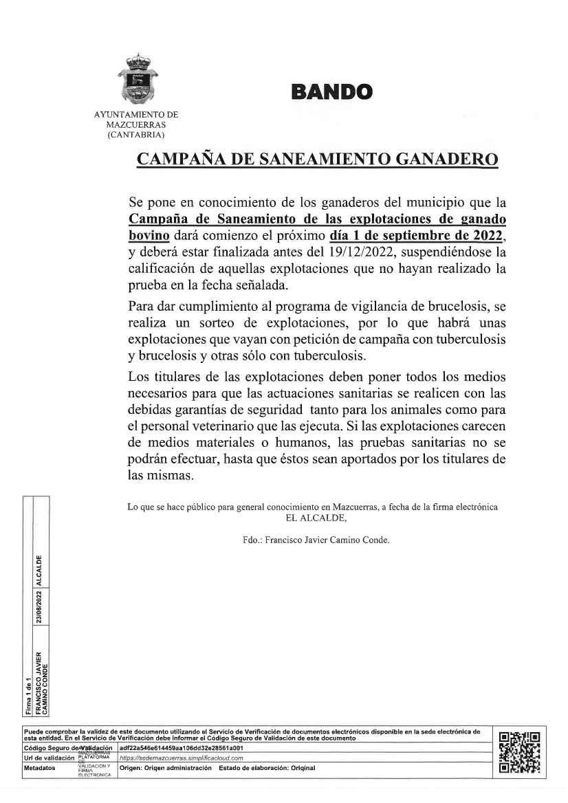 BANDO CAMPAÑA SANEAMIENTO GANADERO 2022
